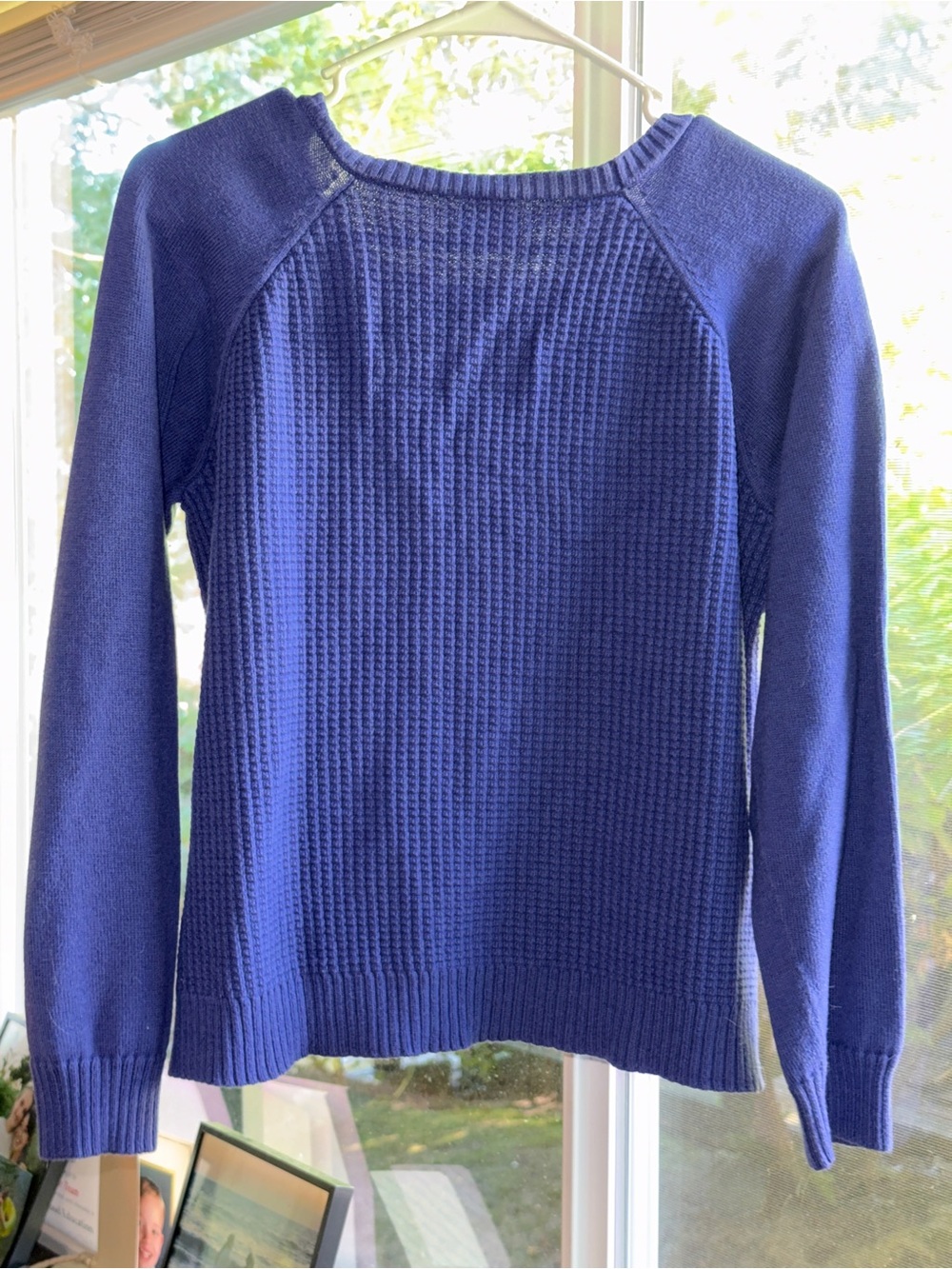 Fair Indigo Blue Waffle-Knit Long Sleeve Top